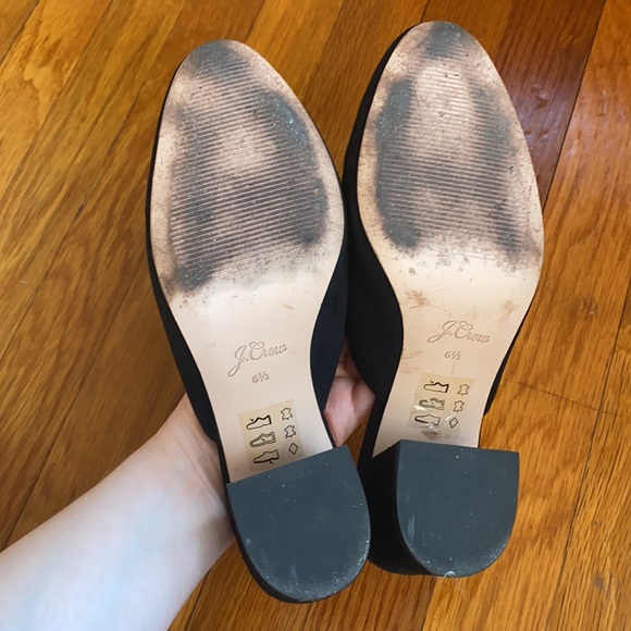 J. Crew High Block Heel 3” Mule Black Suede Slip-on Women’s Size 6.5 - Picture 6 of 7